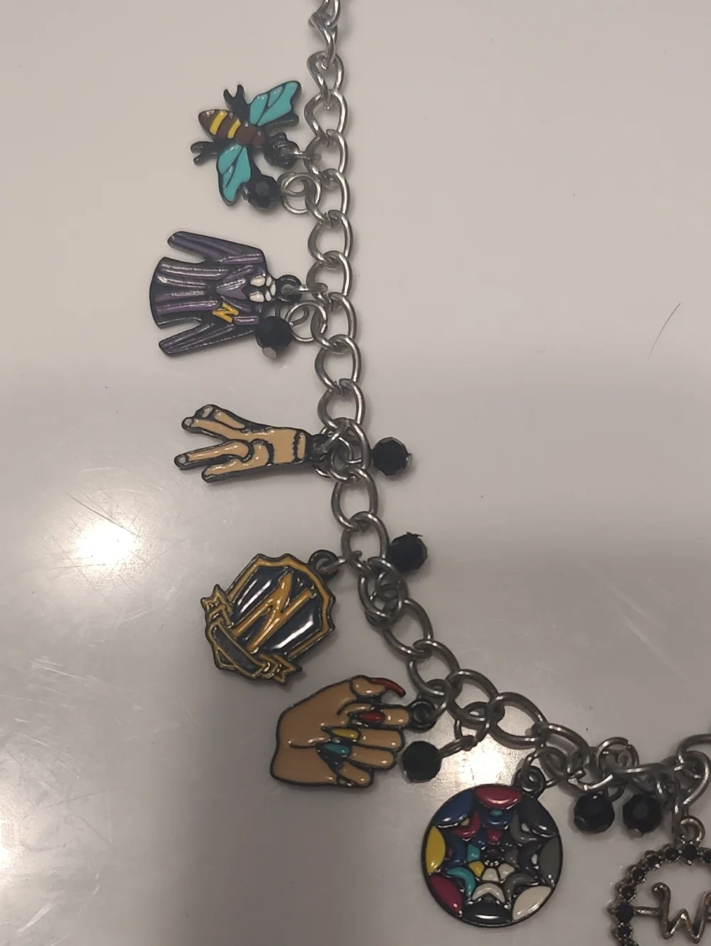 Addams Family Silver Tone Multi-Charm Necklace